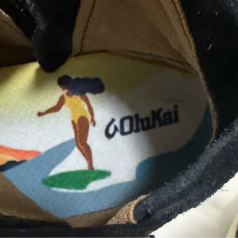 Olukai‎ Pehuea Black Canvas Hi-Top Sneakers Women's 6 Casual Fashion Shoes